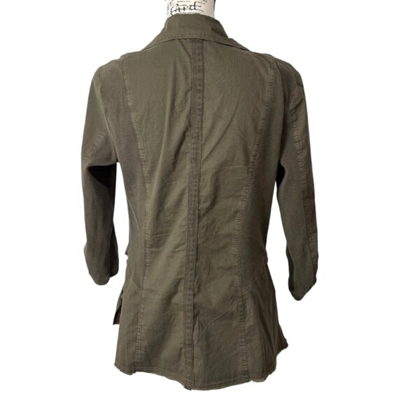Wearables XCVI Womens Jacket Army Green Blazer Roll-Tab Sleevex Size M - Picture 3 of 8